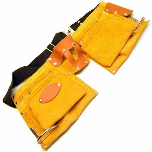 10 Pockets Tool Belt Leather Double Pouch Builders Suede Apron Work Bag Holder