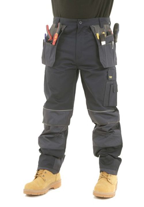 Mens Heavy Duty Knee Pad Pockets Combat Work Trousers - SITE KING HOLSTER POCKET