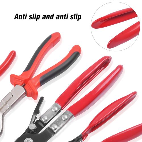 4PC Hose Clamp Removal Pliers Set Flexible Spring-Loaded Long Nose Pliers Carbon — image 14
