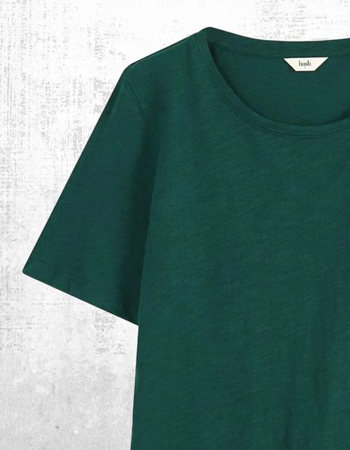 Womens HUSH Short Sleeve Scoop Neck Cotton Slub Jersey T-Shirt Green — image 6