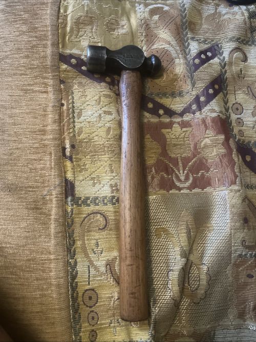 Vintage Snail Brand England Ball Pein Hammer Wooden Handle Engineering Tool — image 1