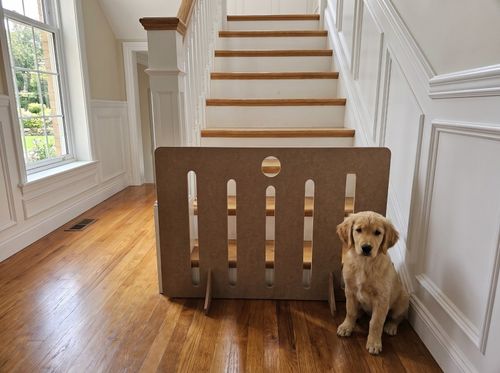 Freestanding Wooden Pet Dog Gate Safety Barrier Stair Guard No Drill Puppy Fence — image 1