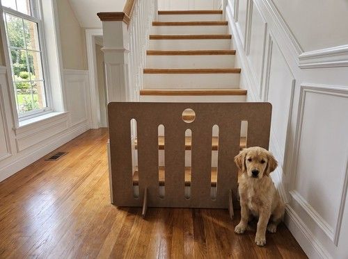 Freestanding Wooden Pet Dog Gate Safety Barrier Stair Guard No Drill Puppy Fence