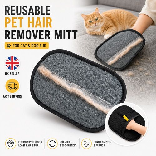 Pet Hair Remover Mitt Reusable Fur Lint Cleaning Glove Dog Cat Couch Car Seat