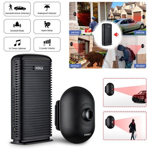 KERUI Driveway Alarm - Wireless & Pir Motion Sensor Alarm Kit-No Wiring Required