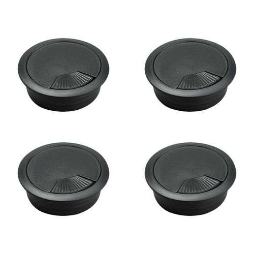 60mm Black Plastic Cable Desk Grommets Computer PC Cover Caps Wires Cables  — image 2
