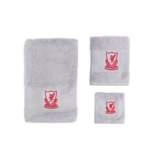 Liverpool FC Official 3 Pack Retro Crest Grey Towel Set LFC Gift — image 2