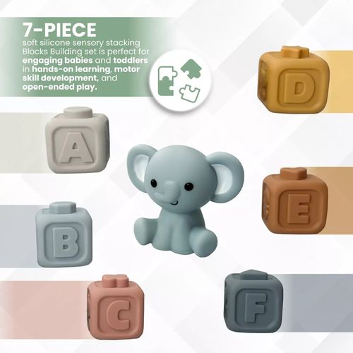 Kyoot 7pcs Silicone Baby Building Blocks Stacking Nesting BPA-Free Teething Toy — image 5