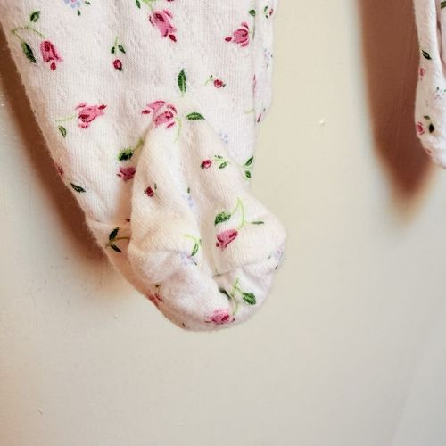 VTG Y2K Baby Girls White Pink Floral Footed Sleeper Collared Smocked Bow Zip — image 5