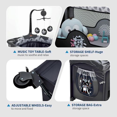 5-in-1 Baby Bedside Crib Sleeper Bassinet  Co-Sleeping Storage Wheels Basket Toy — image 6
