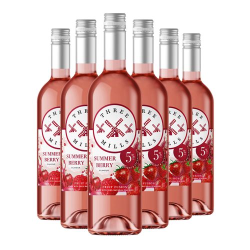 Three Mills 5% ABV Summer Berry Fruit Fusion British Made Rosé Wine | 6 x 75cl — image 1
