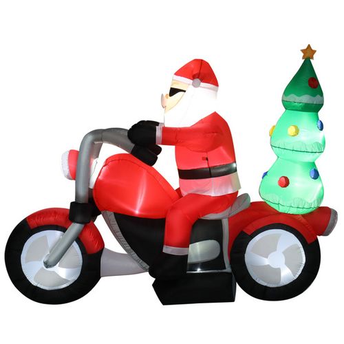 6FT Inflatable Santa Claus Riding Motorcycle Christmas Outdoor Garden LED Decora — image 13