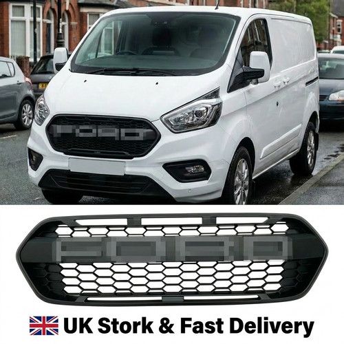 Raptor Style Front Grille for Ford Transit Custom 2018-2023 Matte Black ABS Mesh