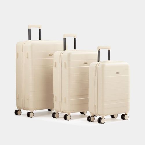 VonHaus 3 Piece Cream Hard Shell Suitcase Set TSA Lock Spinner Wheels 2020031 — image 2