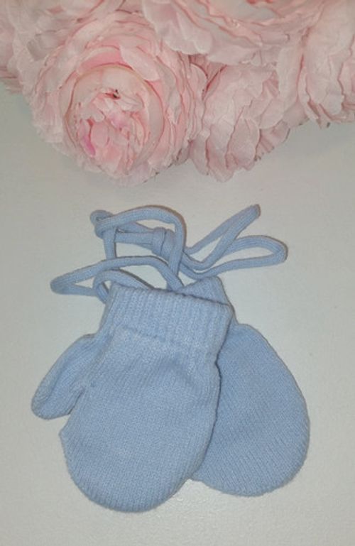 Mittens Baby Infant Kid String Boy Girl White Pink Blue Pom Pom 0-12-24m 9/13cm