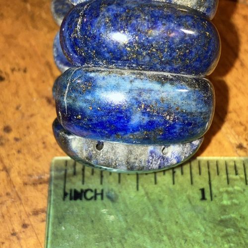 Lapis Lazuli Beaded Stretch Bracelet 1” Blue Gemstones Sz7-8 — image 15