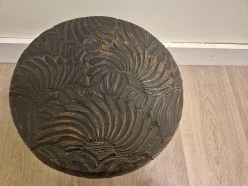 Antique Liberty's Japanese Carved Wood Art Nouveau, 3 Leg Stool. VGC. Del Poss. — image 4