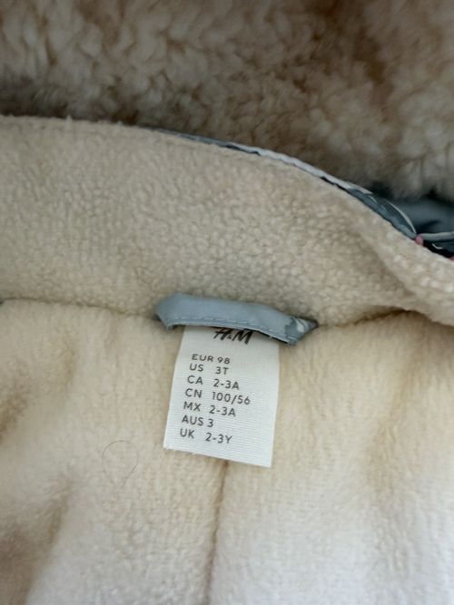H&M Unisex Toddler Hooded Fleece Lined Full Zip Snowsuit 2-3Y Grey — image 3