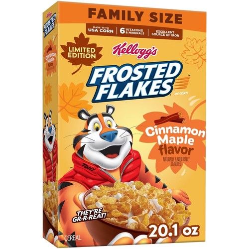Kellogg's Frosted Flakes Cinnamon Maple Family Size Cereal 569g Box USA Import