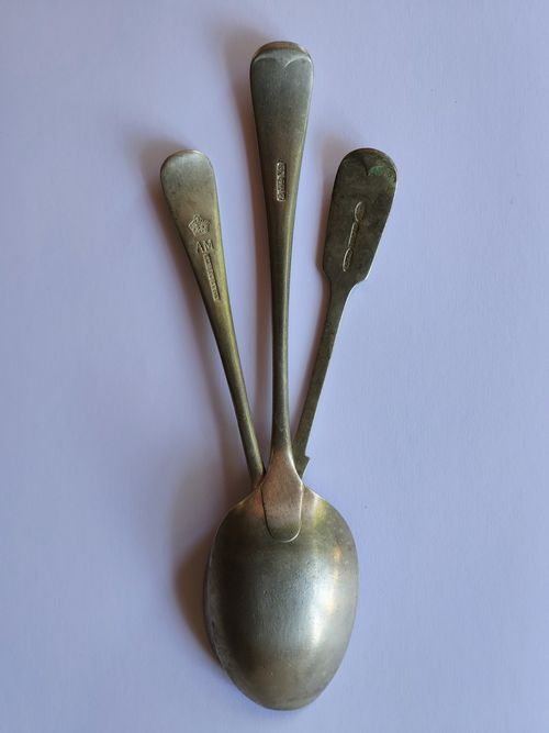 Job Lot 3 Vintage Spoons WW2 1940 RAF Air Ministry AM Bisby, EPNS & Burma Silver — image 4