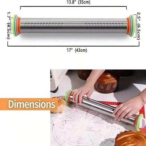 1pc Stainless Steel Adjustable Rolling Pin Thickness Ring Non Stick FrenchStyle) — image 8