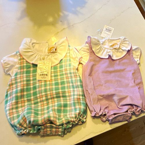 2pc Beaufort Bonnet BabyPlaid/Purple Romper Sets