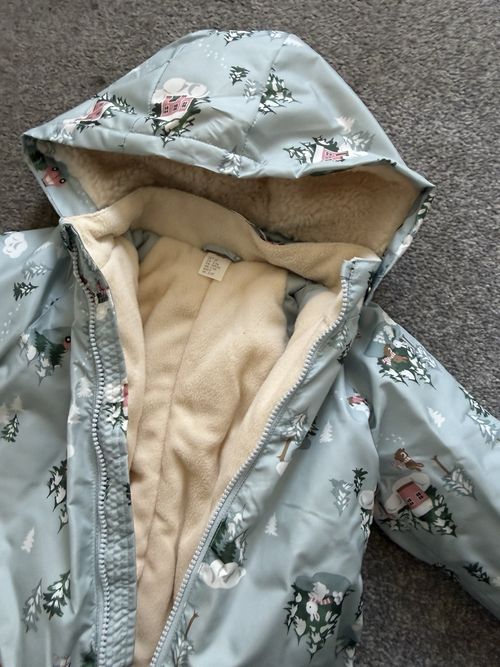 H&M Unisex Toddler Hooded Fleece Lined Full Zip Snowsuit 2-3Y Grey — image 2