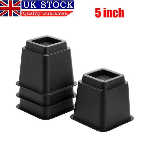 4/8PC 5" Heavy Duty Bed Chair Risers Feet Leg Lift Furniture Extra Raisers Stand
