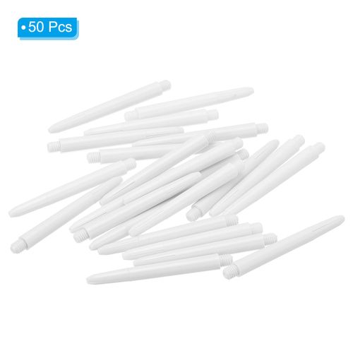 50Pcs 53mm Plastic Dart Shafts Medium 2BA Thread Dart Stems White — image 3