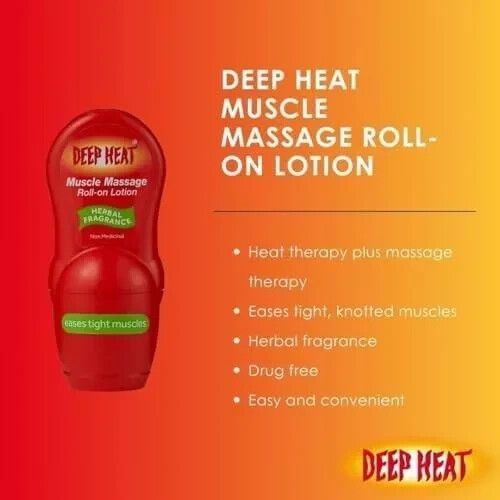 6 X Deep Heat Muscle Massage Roll On Lotion Deep Heater Massager Heat Rub 50ml — image 5