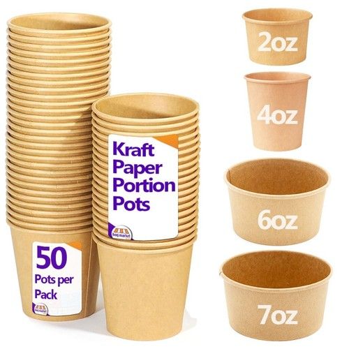 Kraft Paper Portion Pots Soufflé Sauce Cups Compostable Ramekin 2oz 4oz 6oz 7oz