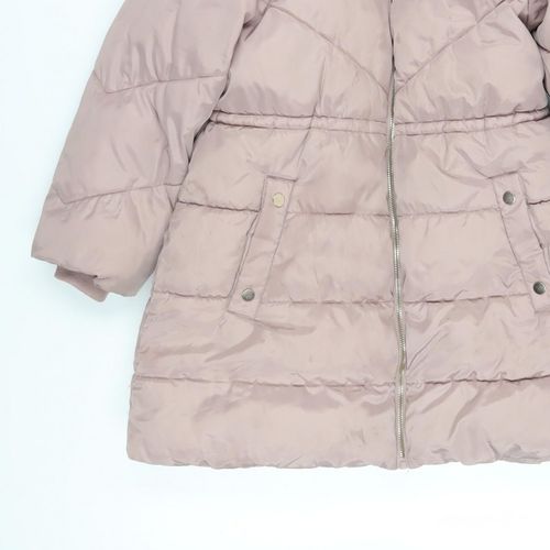 NEXT Girls Puffer Jacket Coat Size 10 Years Pink Mid-Length Long Sleeve Casual — image 11