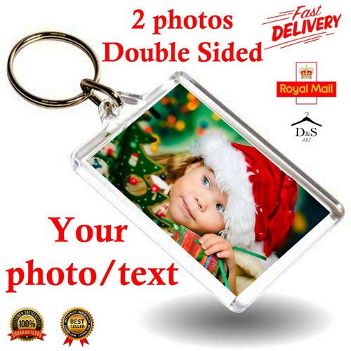 PERSONALISED PHOTO KEYRING Birthday Gift Any Image Text Double Sided Acrylic Key — image 5