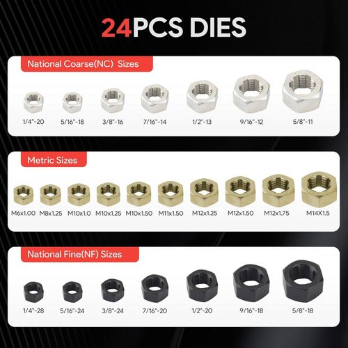 49PCS Thread Repair Chaser Tool Thread Restorer UNC UNF Metric File Tap Die Kit — image 5