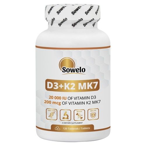 Vitamin D3 20000 IU + K2 MK7 – Immune & Bone Support – High Strength – Sowelo