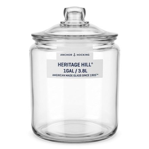 Anchor Hocking 3.8L Glass Biscuit Jar with Lid, 1 Gallon Storage Jar