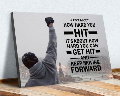 ROCKY STEPS MOTIVATIONAL QUOTE CANVAS WALL ART PICTURE PRINT FRAMED