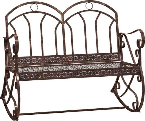 Garden Bench Metal Rocking 2 Seater Outdoor Patio Swing Chair Seat Bronze