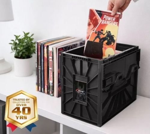 BCW Short Comic Bin Stackable w/ Locking Lid (Black Plastic) -  FREE Shipping! — image 4