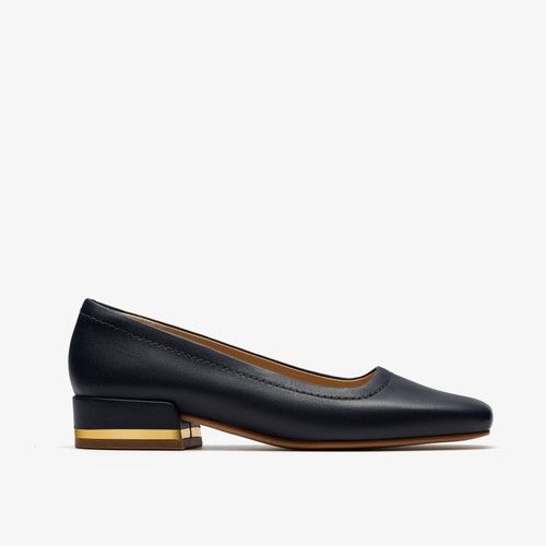 Clarks Womens Seren 30 Court Navy Slip Ons Leather Smart