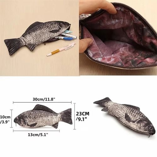Fish-Shaped Pencil Bag – Realistic Carp Pen Case Makeup Pouch with Zipper — image 6