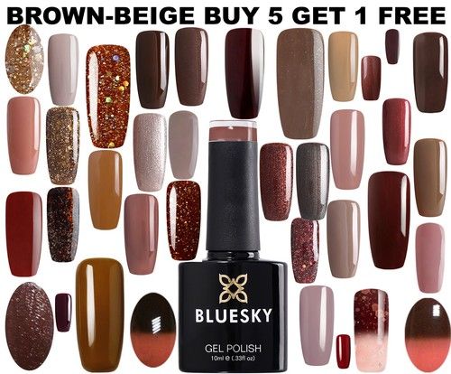 BLUESKY GEL NAIL POLISH BROWN BEIGE RUST POPULAR AUTUMN WINTER UV LED SOAK OFF