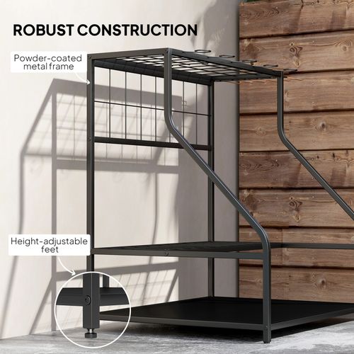Outsunny Garden Tool Storage Rack, 3-Tier Garden Tool Rack with 11 Hooks — image 4