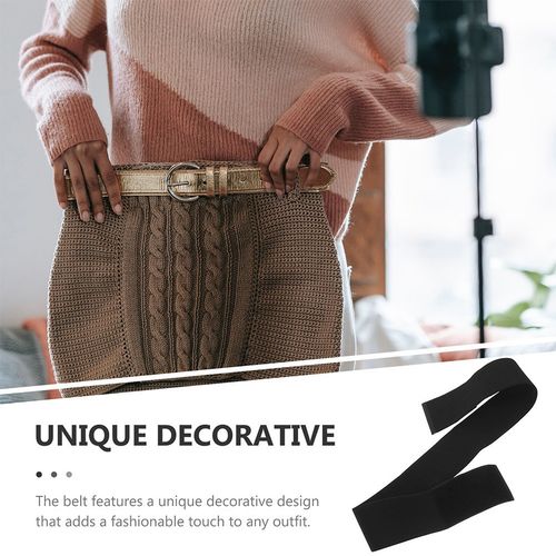 Black Wide Waist Belt for Women Stretch Elastic Durable Dress Belt with Bow Tie — image 6