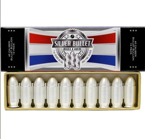 2 Boxs of 10 - 1 oz .999 Fine Silver Bullet .45 Caliber ACP 20 Oz Silver Total