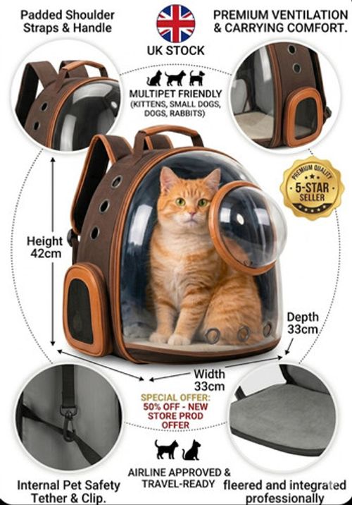 Astronaut Window Dog Cat Pet Travel Bag Carrier Breathable Transparent Backpack