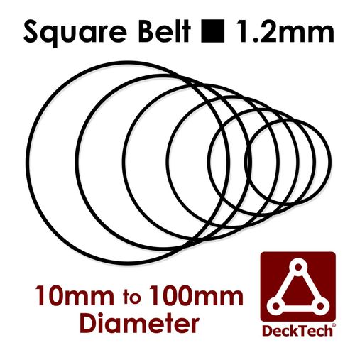 DeckTech 1.2mm Square Drive Belt 10mm - 100mm Ø Inner Diameter Rubber ~1.3mm — image 1
