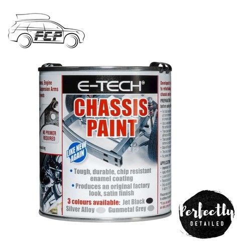 E-TECH JET BLACK CHASSIS PAINT BRUSH ON CHIP RESISTANT CAR VAN TRAILER 500ML