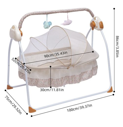 Electric Bluetooth Baby Crib Cradle Infant Rocker Auto-Swing Sleep Bed Baby USB — image 2