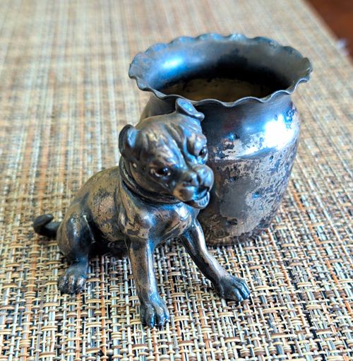  Silver Cup toothpick holder with Dog Figure — image 1